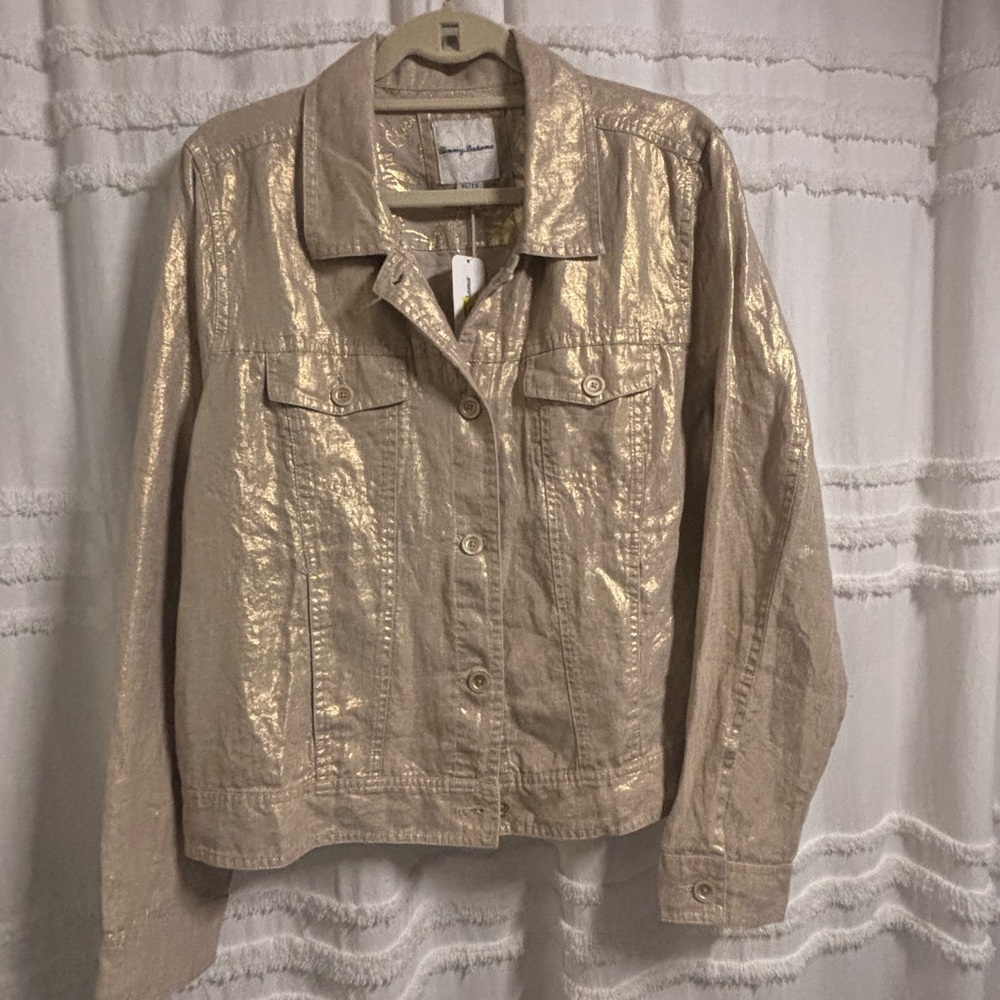 Tommy Bahama Shimmering Beige Jean Jacket